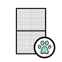 Illustration d'une moustiquaire avec une icône de patte, indiquant que la moustiquaire est fabriquée avec un matériau robuste, résistant aux griffes et adapté aux foyers avec des animaux de compagnie.